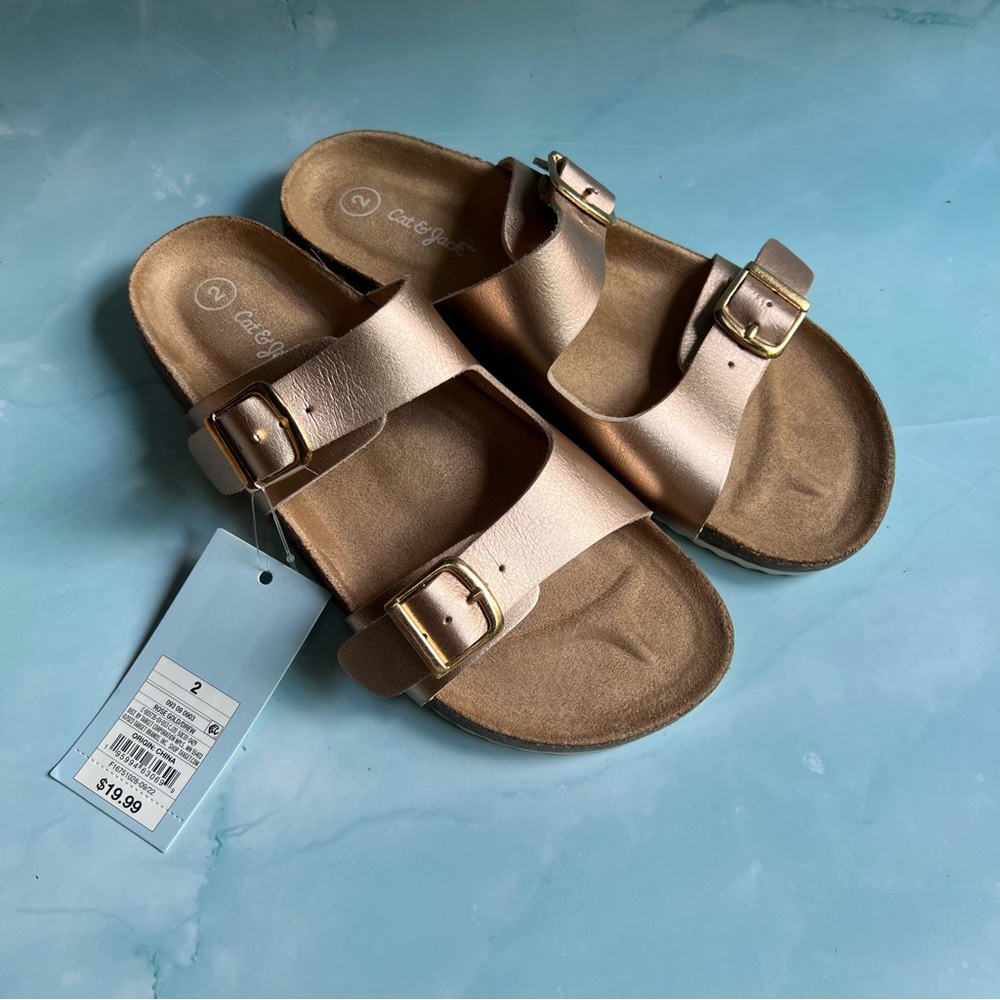 Cat & Jack Metallic Double Buckle Sandals